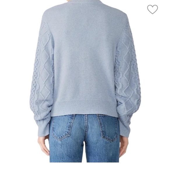 Rebecca Minkoff Blue Cable Knit Sleeve Sweater Size M - Picture 2 of 5